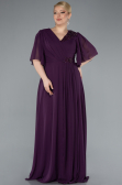 Purple Short Sleeve Chiffon Long Plus Size Evening Dress ABU4794