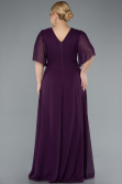 Purple Short Sleeve Chiffon Long Plus Size Evening Dress ABU4794