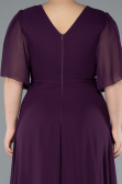 Purple Short Sleeve Chiffon Long Plus Size Evening Dress ABU4794