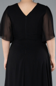 Black Short Sleeve Chiffon Long Plus Size Evening Dress ABU4794