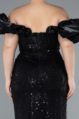 Long Black Beaded Plus Size Engagement Dress ABU4788
