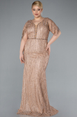 Gold Short Sleeve Stony Long Plus Size Special Design Evening Dress ABU4146