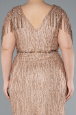 Gold Short Sleeve Stony Long Plus Size Special Design Evening Dress ABU4146