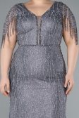Grey Short Sleeve Stony Long Plus Size Special Design Evening Dress ABU4146