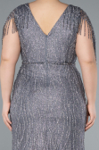 Grey Short Sleeve Stony Long Plus Size Special Design Evening Dress ABU4146