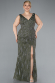 Olive Drab Long Plus Size Evening Gown ABU4717