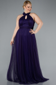 Long Dark Purple Plus Size Evening Dress ABU3253