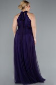 Long Dark Purple Plus Size Evening Dress ABU3253
