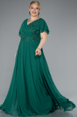 Long Emerald Green Plus Size Evening Dress ABU1562