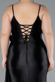Black Back And Leg Cleavage Long Satin Plus Size Prom Gown ABU4815