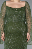 Olive Drab Long Beaded Plus Size Engagement Dress ABU4640