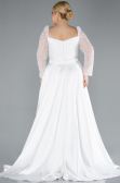 White Long Satin Formal Plus Size Dress ABU4670
