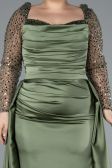 Long Olive Drab Satin Formal Plus Size Dress ABU4670