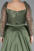 Long Olive Drab Satin Formal Plus Size Dress ABU4670