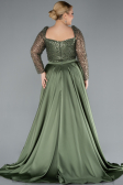 Long Olive Drab Satin Formal Plus Size Dress ABU4670