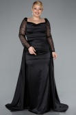 Black Long Satin Formal Plus Size Dress ABU4670