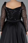Black Long Satin Formal Plus Size Dress ABU4670
