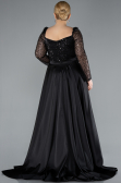 Black Long Satin Formal Plus Size Dress ABU4670
