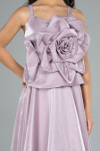 Long Lavender Satin Girl Dress ABU4831