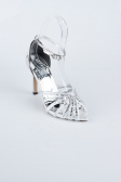 Silver Plaster Fabric Evening Shoe AB1132