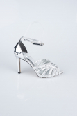 Silver Plaster Fabric Evening Shoe AB1132