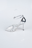 Silver Plaster Fabric Evening Shoe AB1132