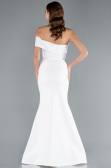 White Satin One Shoulder Long Mermaid Evening Gown ABU4832