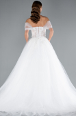 White Off Shoulder Corset Tulle Ball Gown Wedding Dress ABU4834