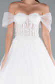 White Off Shoulder Corset Tulle Ball Gown Wedding Dress ABU4834