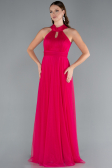 Fuchsia Halter Neck Long Graduation Prom Dress ABU3252