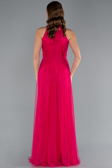 Fuchsia Halter Neck Long Graduation Prom Dress ABU3252