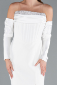 White Strapless Sleeve Accessory Slit Mermaid Prom Dress ABU4637