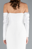 White Strapless Sleeve Accessory Slit Mermaid Prom Dress ABU4637