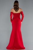 Red Strapless Sleeve Accessory Slit Mermaid Prom Dress ABU4637