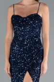 Navy Blue Strapless Underwire Slit Long Sequin Evening Gown ABU4842