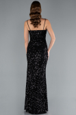 Black Strapless Underwire Slit Long Sequin Evening Gown ABU4842