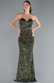 Olive Drab Strapless Long Scaly Mermaid Evening Gown ABU4816