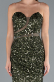 Olive Drab Strapless Long Scaly Mermaid Evening Gown ABU4816