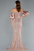 Gold Strapless Sleeve Accessories Long Scaly Evening Gown ABU4308