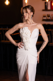 White Rose Strapless Slit Long Mermaid Evening Gown ABU4800