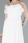 White Strapless Long Chiffon Prom Gown ABU4866