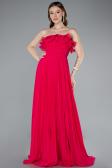 Fuchsia Strapless Long Chiffon Prom Gown ABU4866
