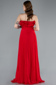 Red Strapless Long Chiffon Prom Gown ABU4866