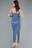 Indigo Strapless Beaded Midi Cocktail Dress ABK2260