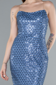 Indigo Strapless Beaded Midi Cocktail Dress ABK2260