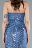 Indigo Strapless Beaded Midi Cocktail Dress ABK2260
