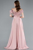 Powder Color Satin Off Shoulder Long Satin Evening Gown ABU4868