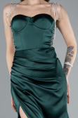 Long Emerald Green Satin Prom Gown ABU3198
