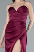 Cherry Colored Long Satin Prom Gown ABU4663