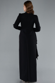 Black Long Sleeve Stand Collar Hijab Evening Dress ABU4879